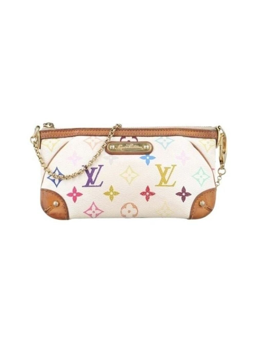 Louis Vuitton Pouch Pochette Mila MM Blanc Monogram Multicolor Chain Handbag